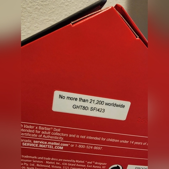 Star Wars Darth Vader x Barbie Doll 2019 Lucasfilm Ltd Rare Toy Mattel Brand New - Picture 5 of 7